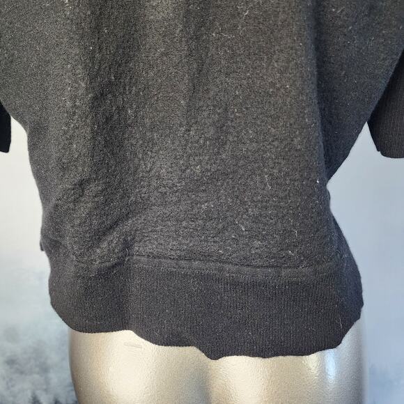 Anthropologie Merino Wool Black Cropped Crew Neck Sweater | Women's XSmall - Picture 10 of 14
